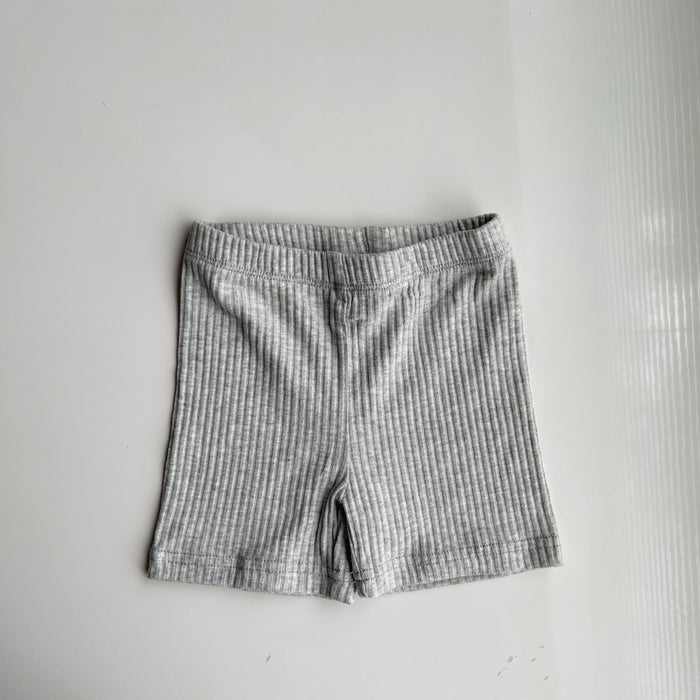 RIBBED BIKER SHORTS - HEATHER GRAY