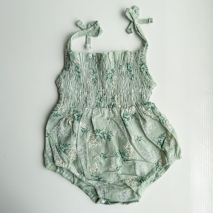 BABY - FLORAL TANK ROMPER - MINT