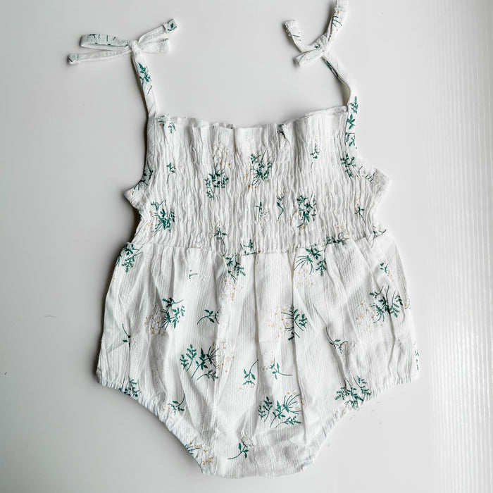 BABY - FLORAL TANK ROMPER - WHITE