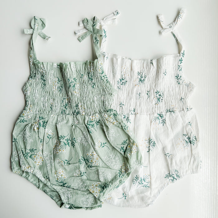 BABY - FLORAL TANK ROMPER - MINT