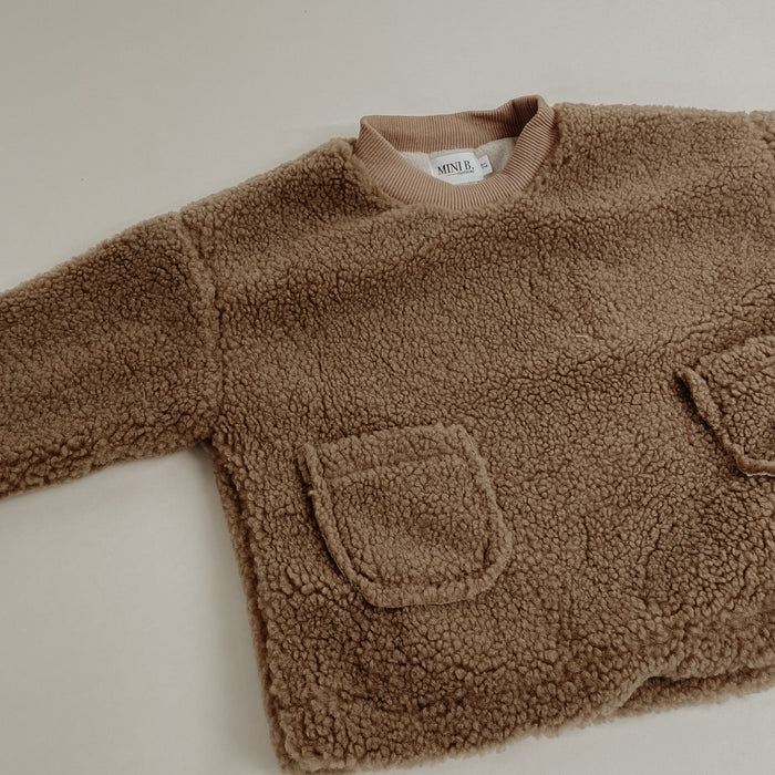 OVERSIZED SHERPA CREW - BROWN