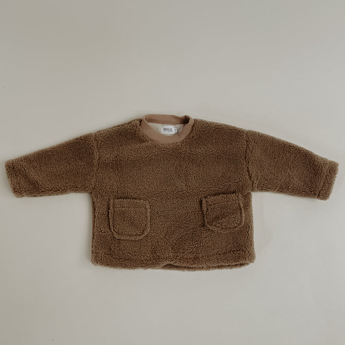 OVERSIZED SHERPA CREW - BROWN