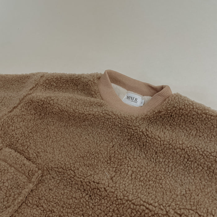 OVERSIZED SHERPA CREW - BROWN