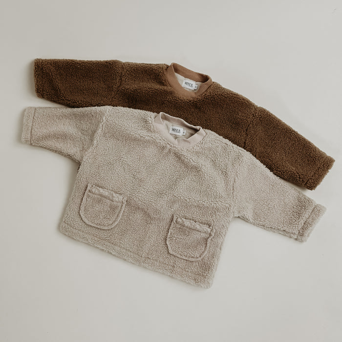 OVERSIZED SHERPA CREW - BROWN